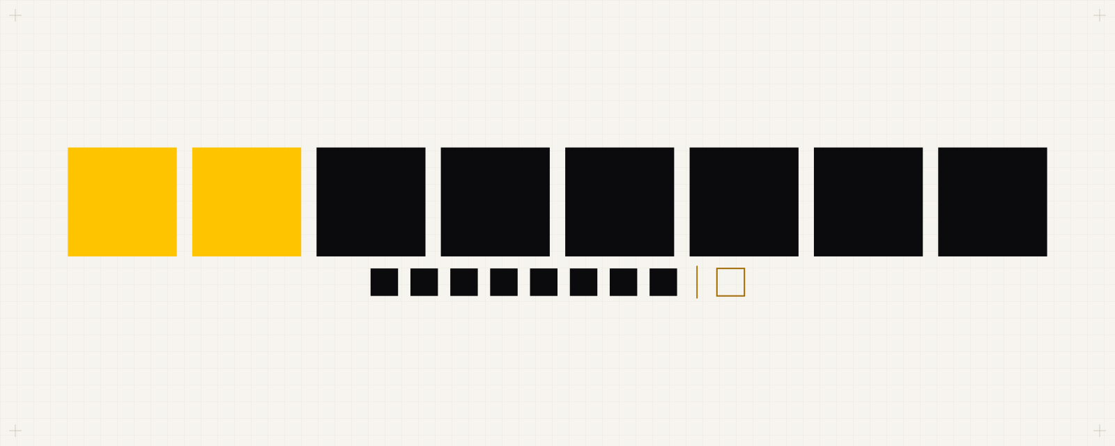 Cover art: eight large squares for the 8 GiB tier, the first two yellow for the 2 GiB memtable budget, beside eight small squares for the 8 MiB document ceiling and one outlined square for JSON streamed past 64 MiB